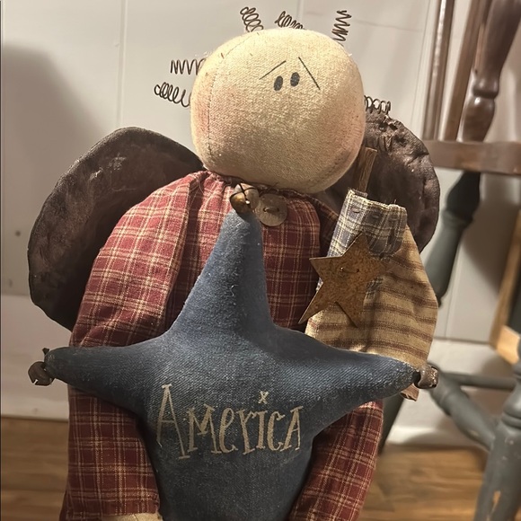 Rustic Americana Angel Doll with Star - Picture 2 of 3